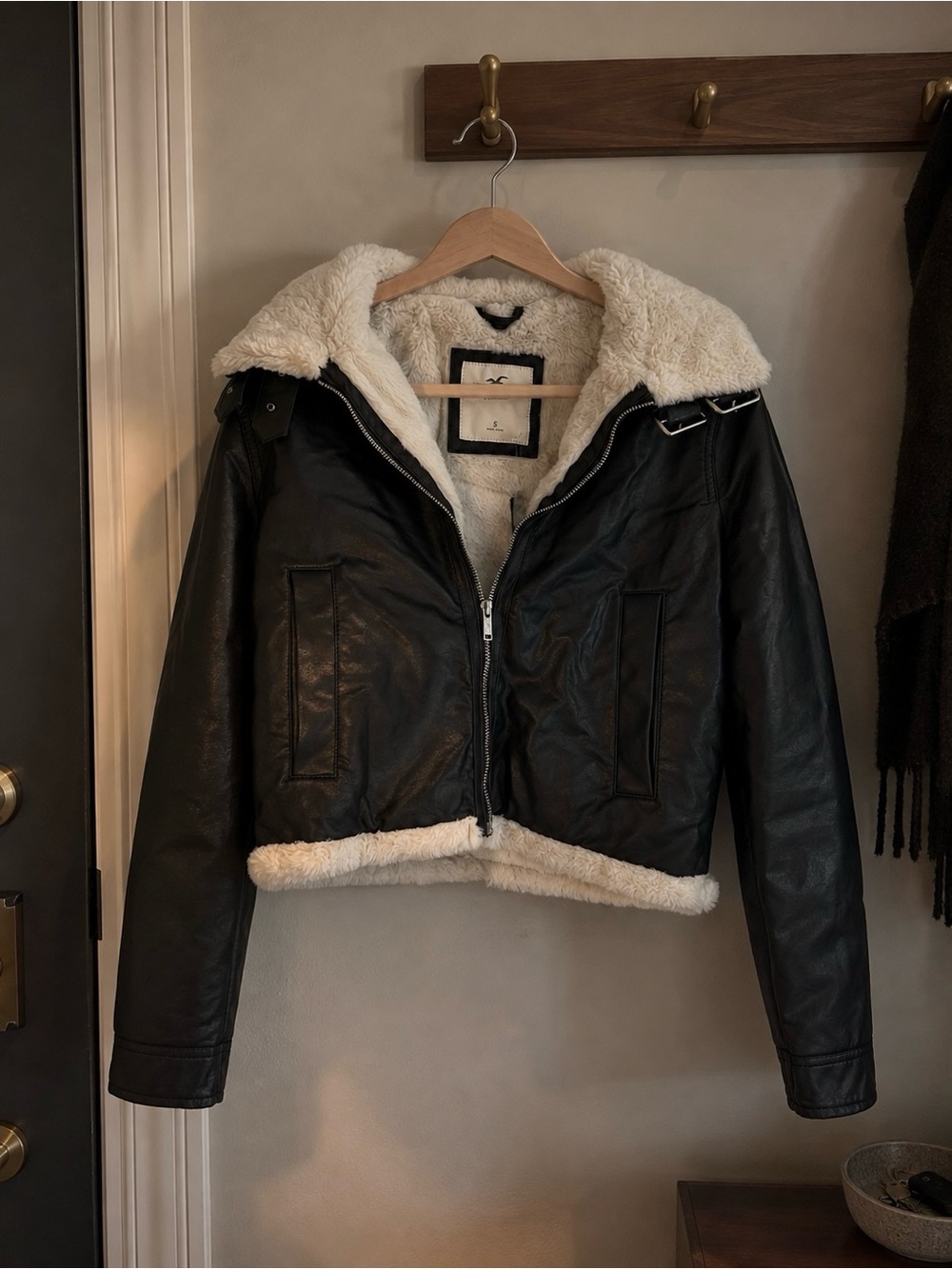 Brand new Hollister faux leather faux fur jacket